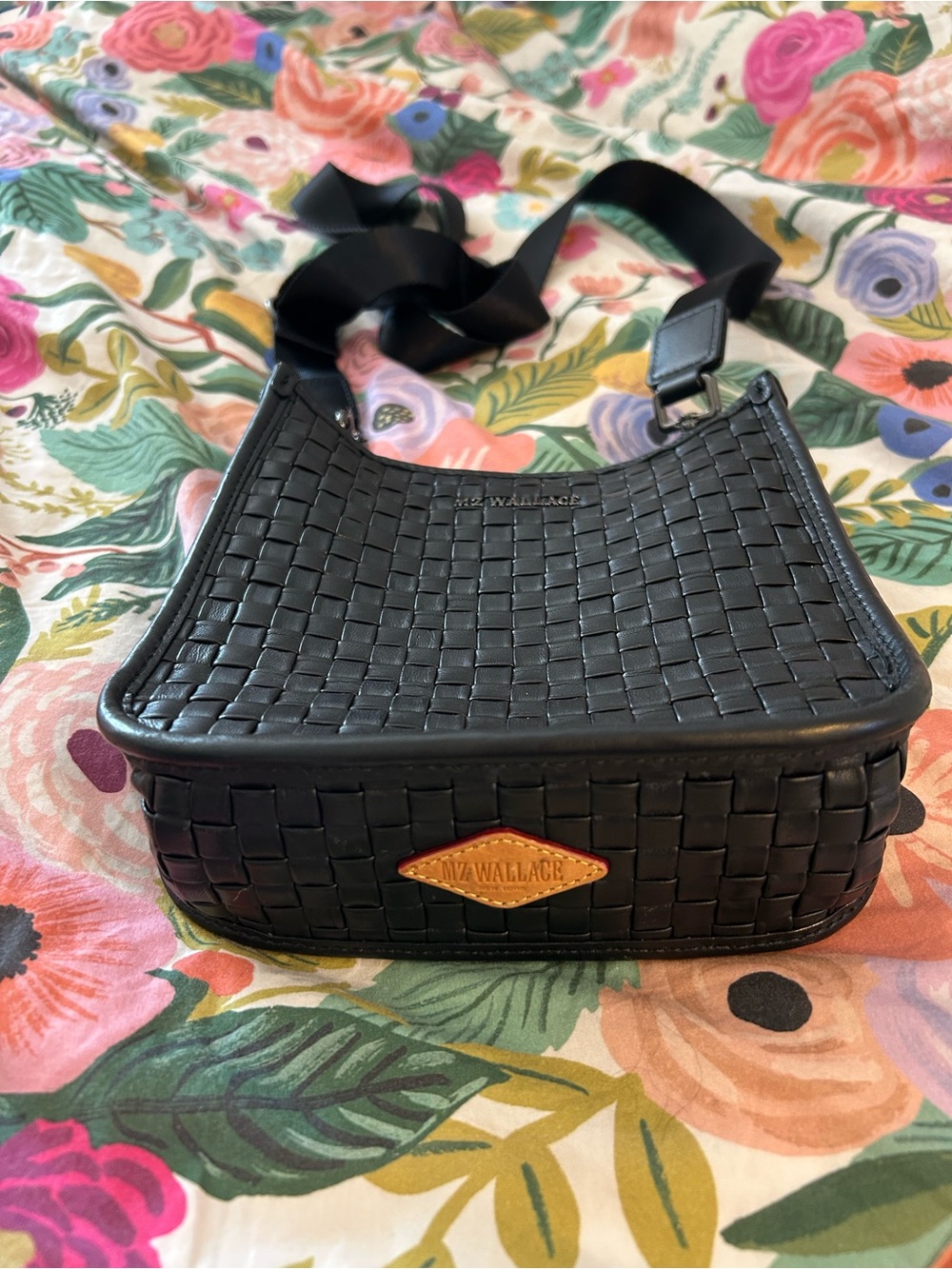 MZ Wallace Black Small Woven Box Crossbody with Wide Strap - Picture 2 of 3